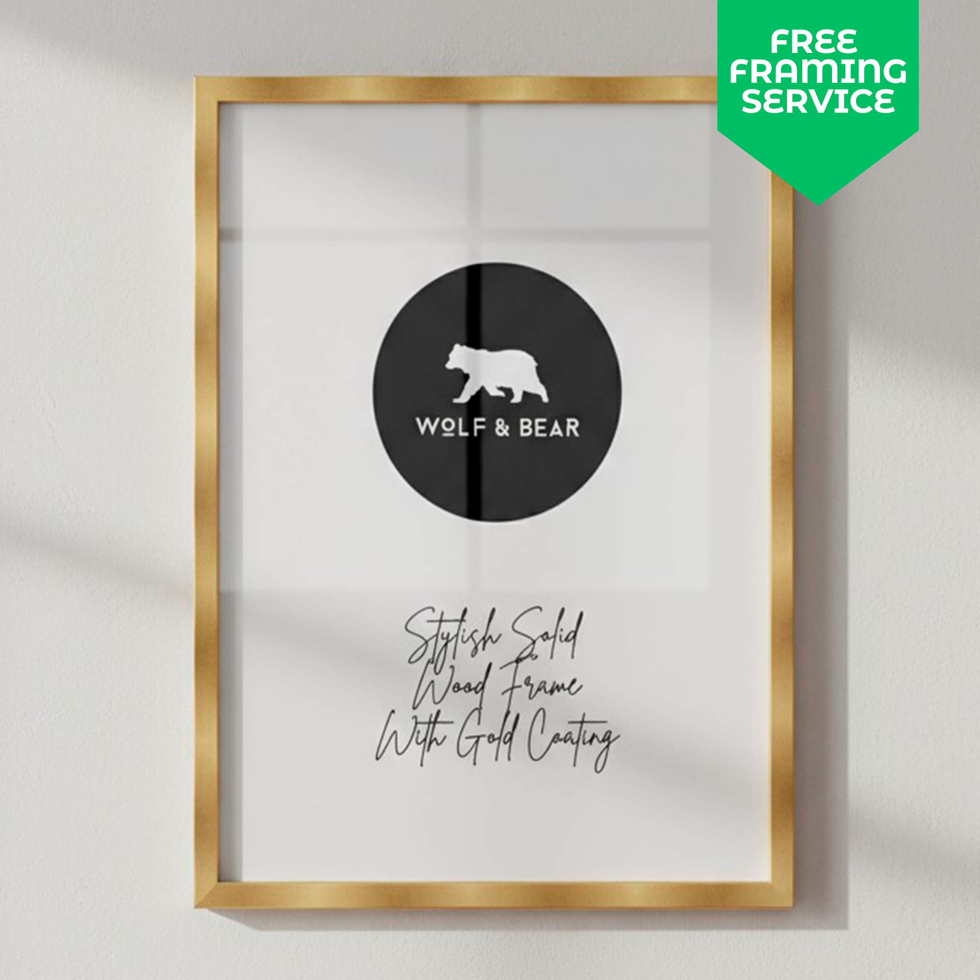 Solid Wood Gold Coated Matt Frame