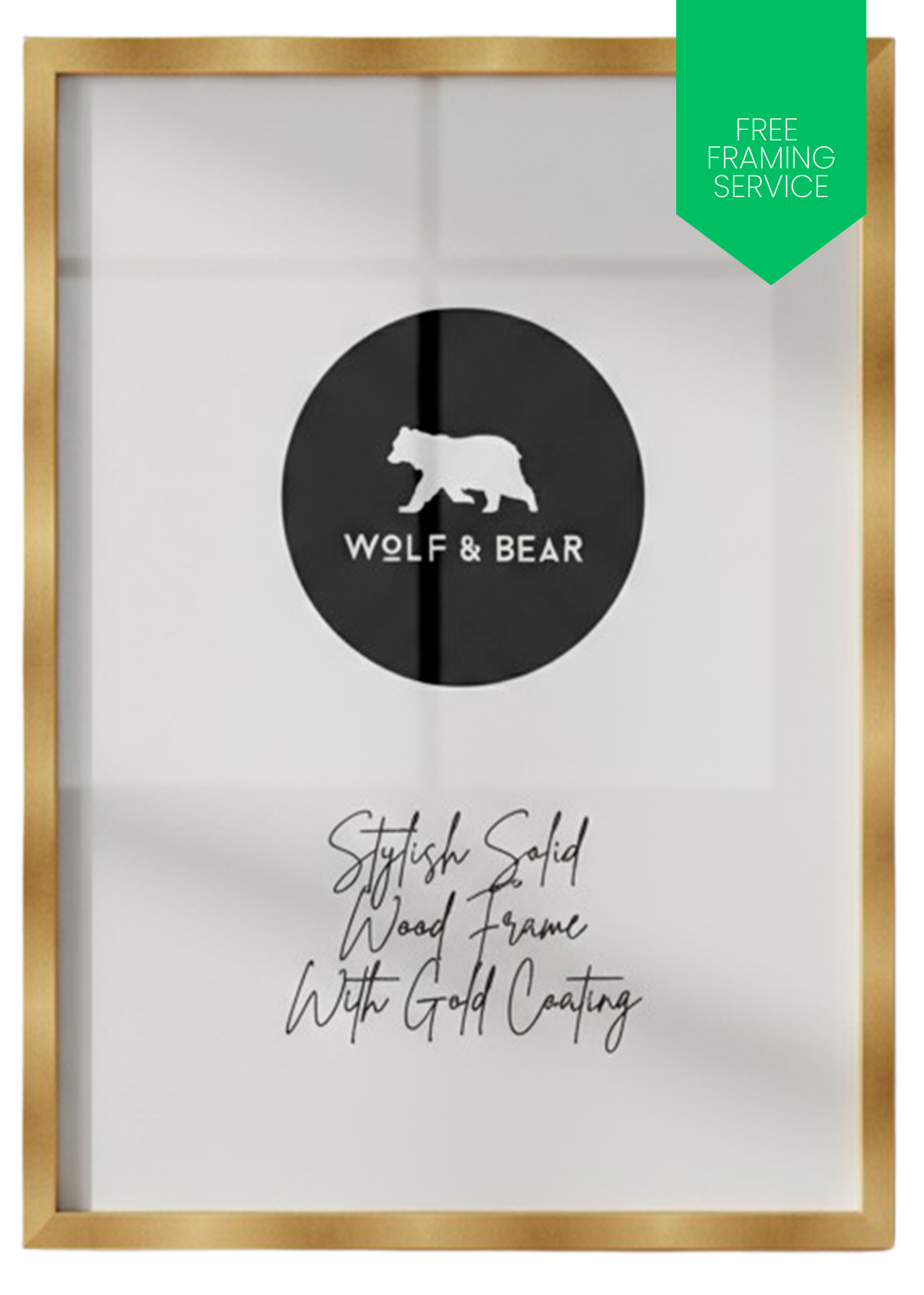 Solid Wood Gold Coated Matt Frame