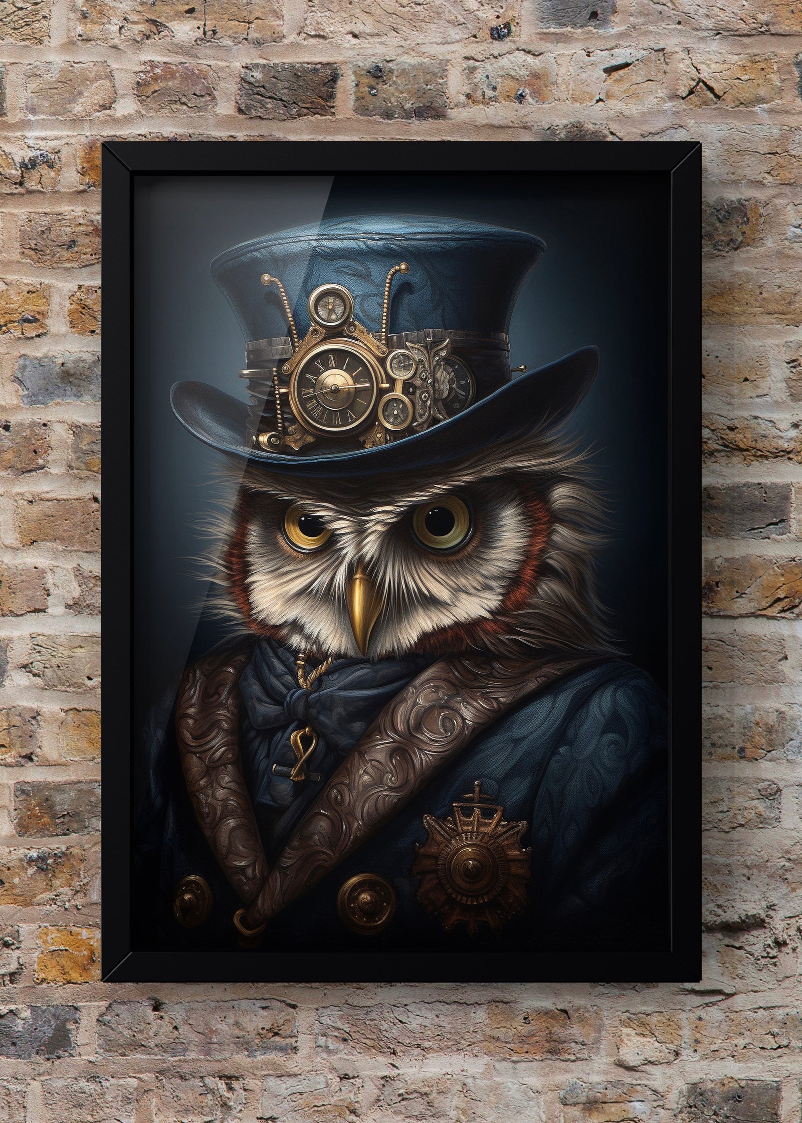 Steampunk Mr Owl Print | Altered Animal Portrait Wall Art