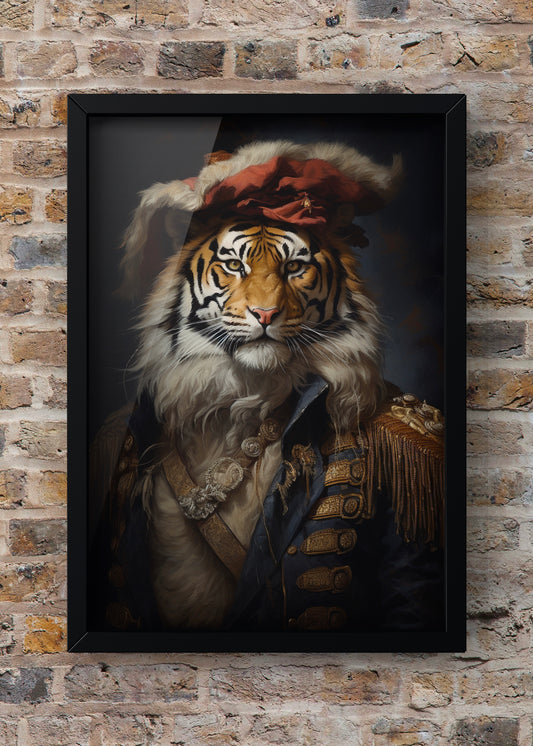Tiger Renaissance Animal Print  | Altered Vintage Portrait Wall Art