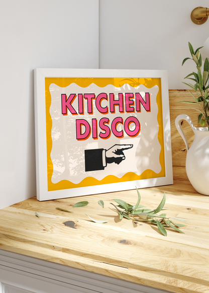 Kitchen Disco Quote Print (Right) | Kitchen Print Optional Colour Wall Art | By Pink Giraffe Print Co
