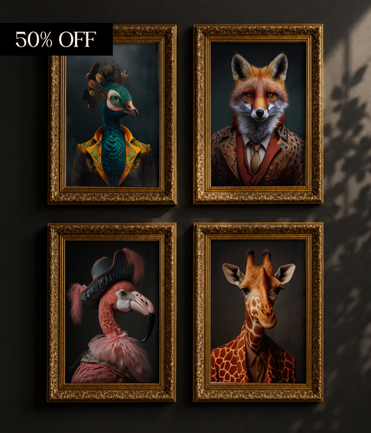 Animal Bundle Set of 4 | A4 Frames in Ornate Gold  RRP£139.96