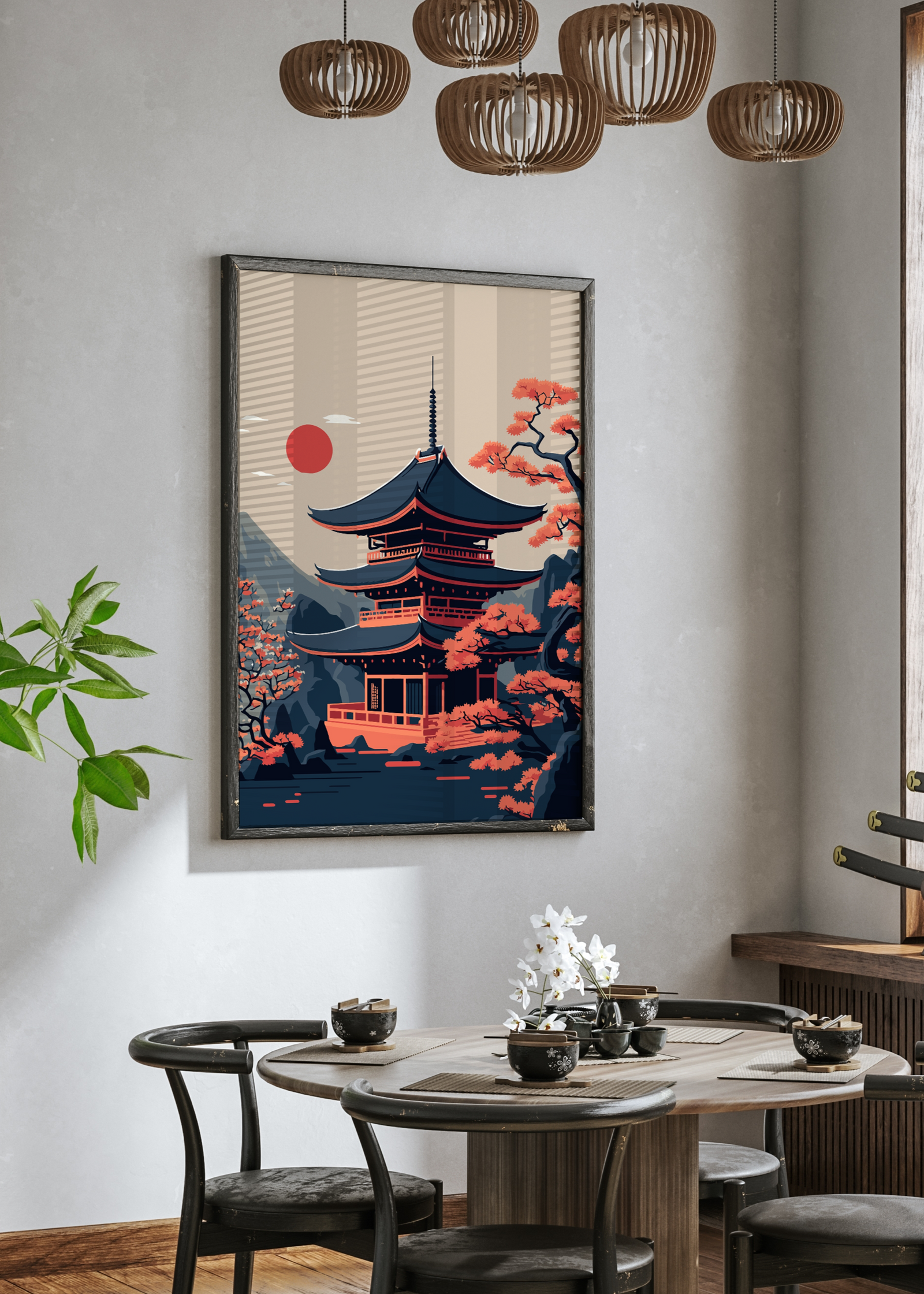 Japan Temple Travel Poster | Vintage Postcard Wall Art
