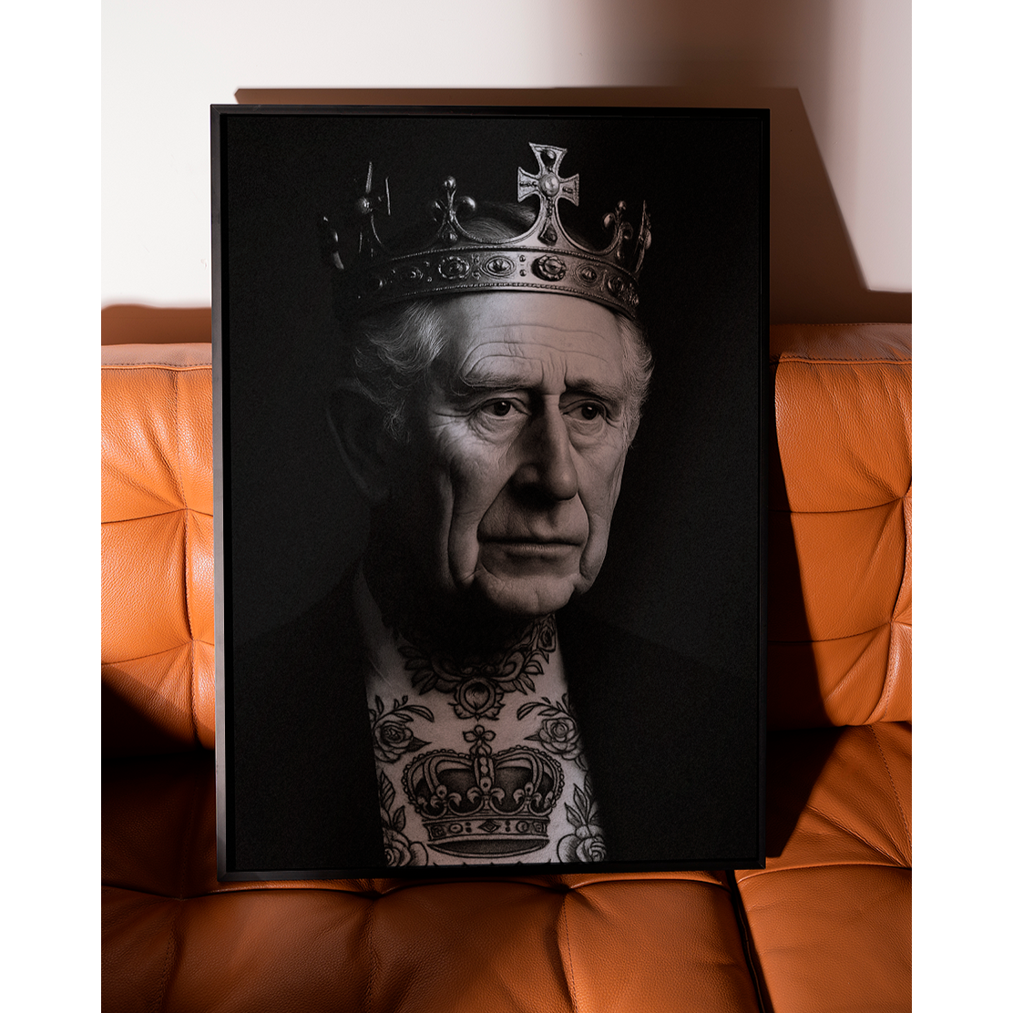 Punk Tattoo King Print | King Charles Wall Art | Regal King Portrait