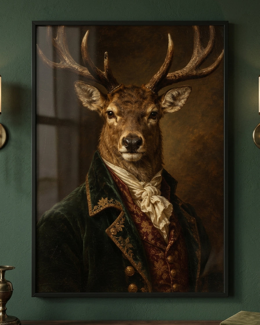 Regal Stag Portrait Print - Victorian Animal Art in Vintage Style