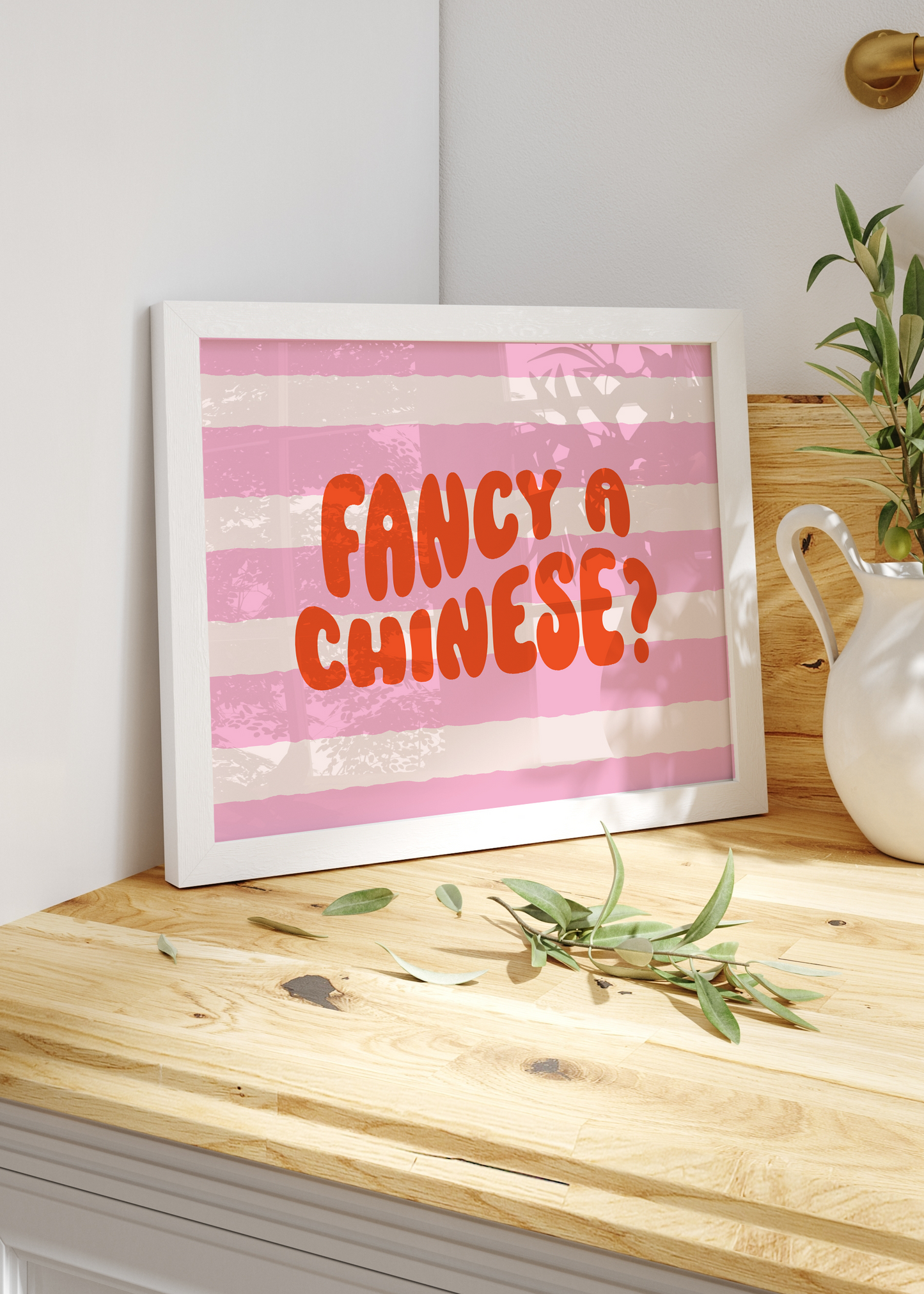 Fancy a Chinese Print | Kitchen Quote print Optional Colours | By Pink Giraffe Print Co