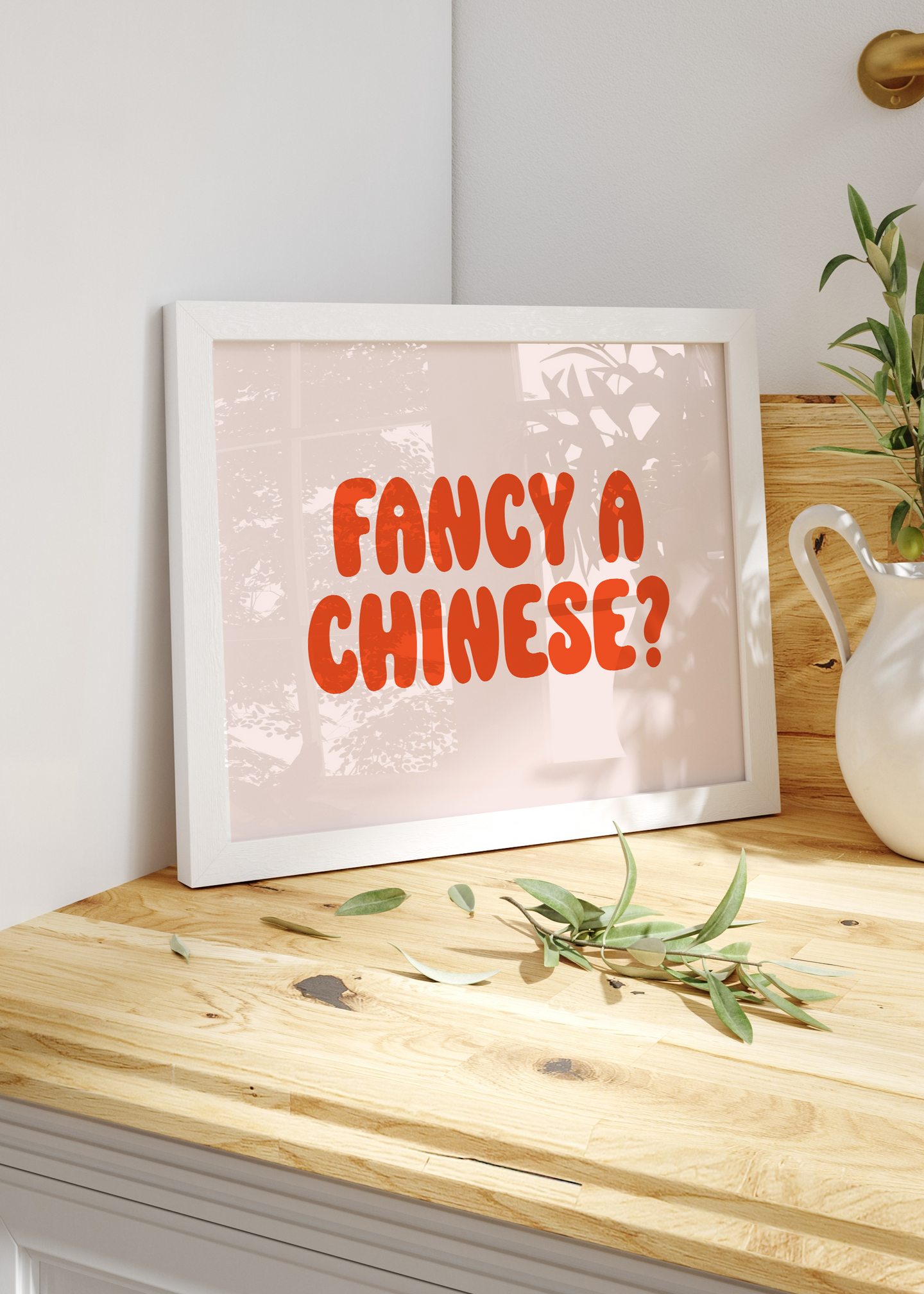 Fancy a Chinese Print | Kitchen Quote print Optional Colours | By Pink Giraffe Print Co