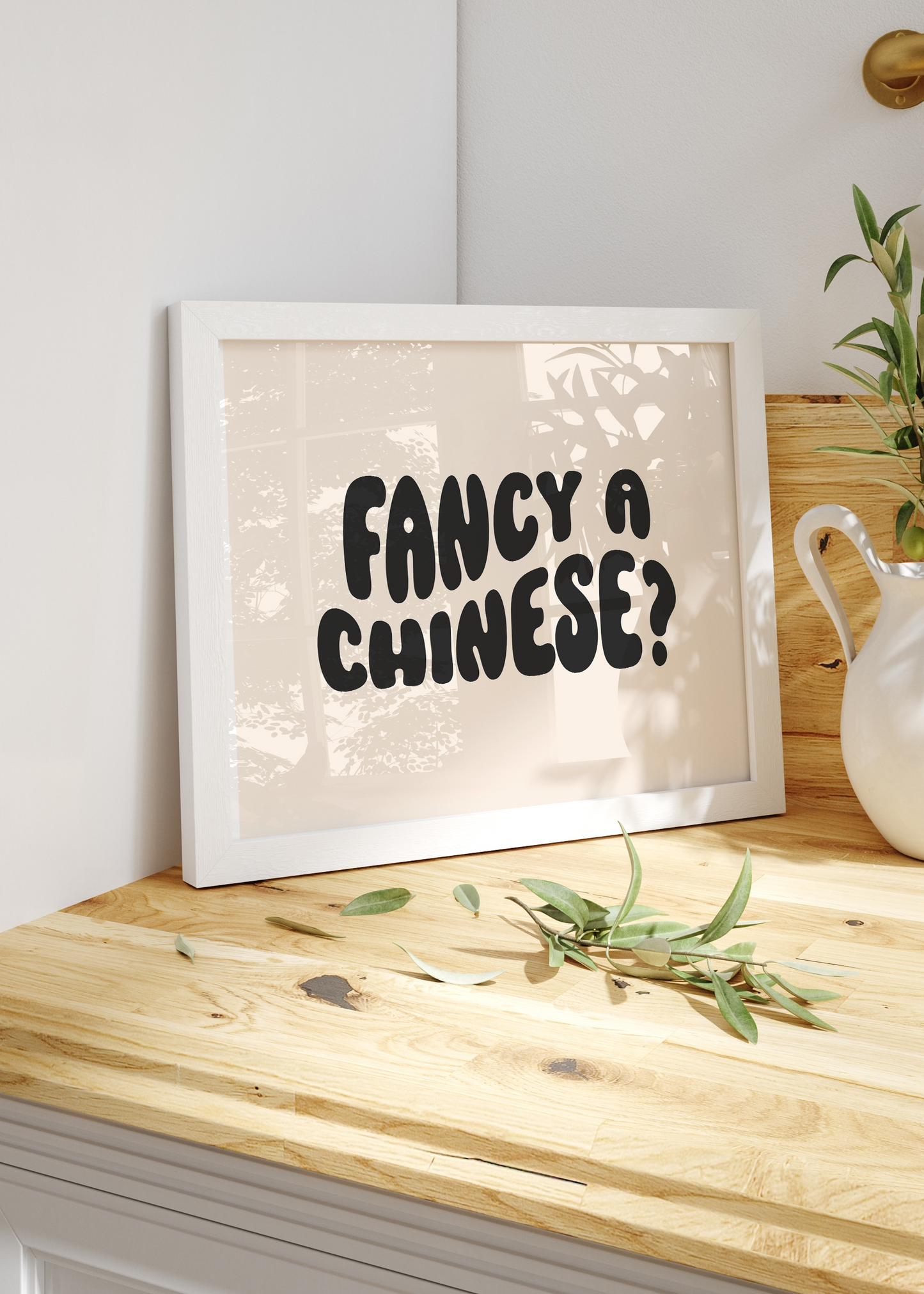 Fancy a Chinese Print | Kitchen Quote print Optional Colours | By Pink Giraffe Print Co