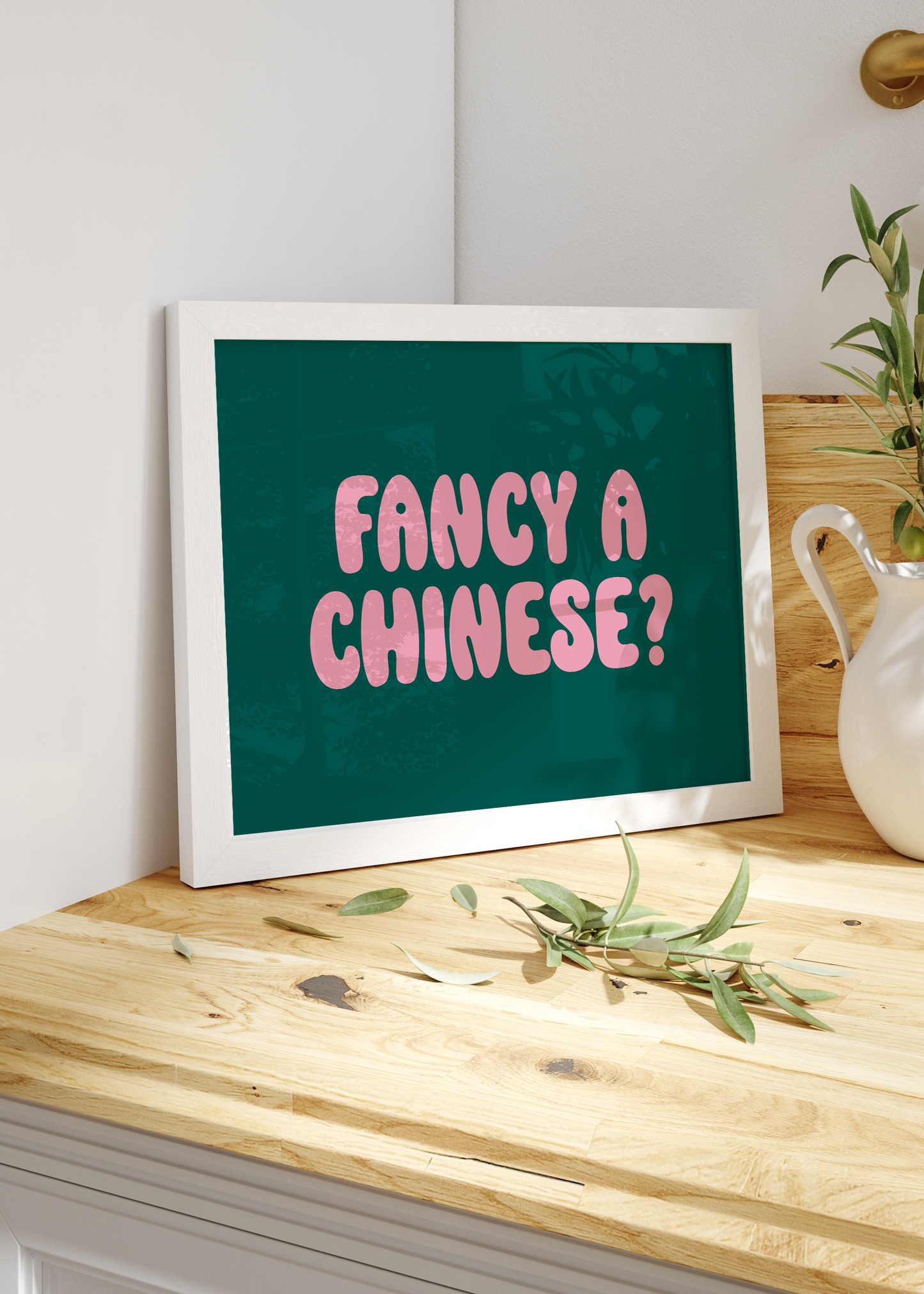 Fancy a Chinese Print | Kitchen Quote print Optional Colours | By Pink Giraffe Print Co