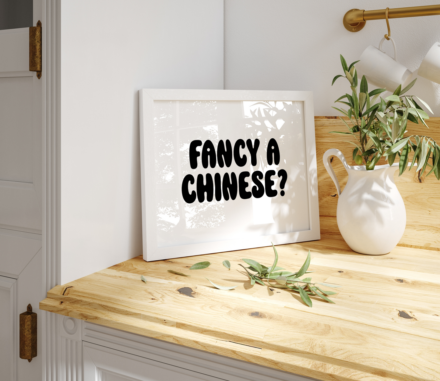Fancy a Chinese Print | Kitchen Quote print Optional Colours | By Pink Giraffe Print Co