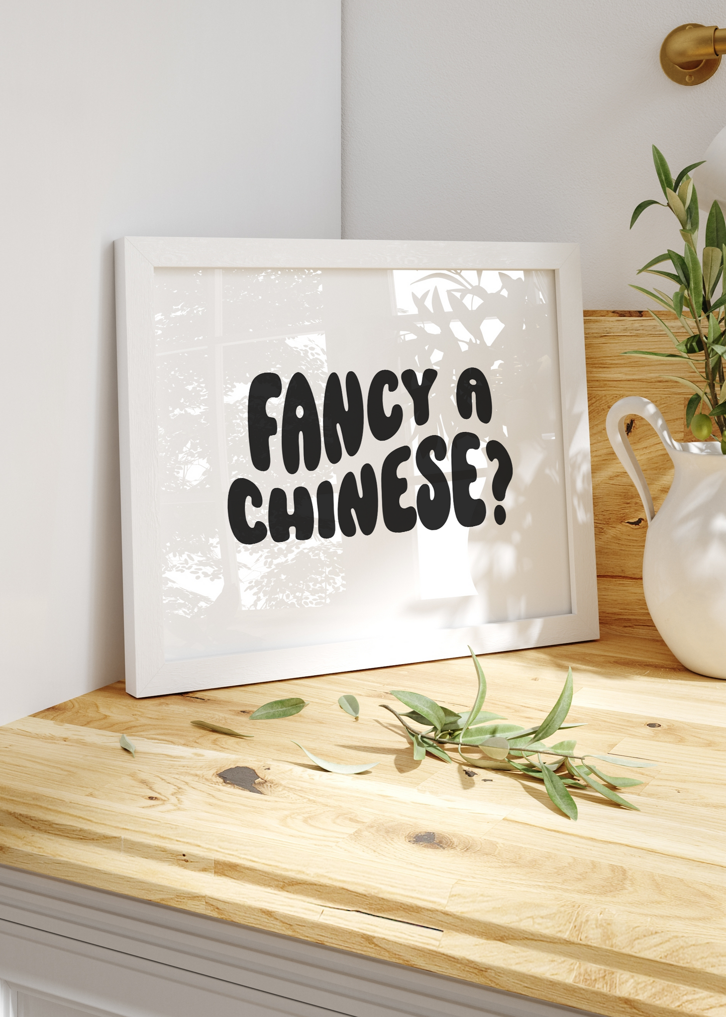 Fancy a Chinese Print | Kitchen Quote print Optional Colours | By Pink Giraffe Print Co
