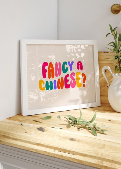 Fancy a Chinese Print | Kitchen Quote print Optional Colours | By Pink Giraffe Print Co