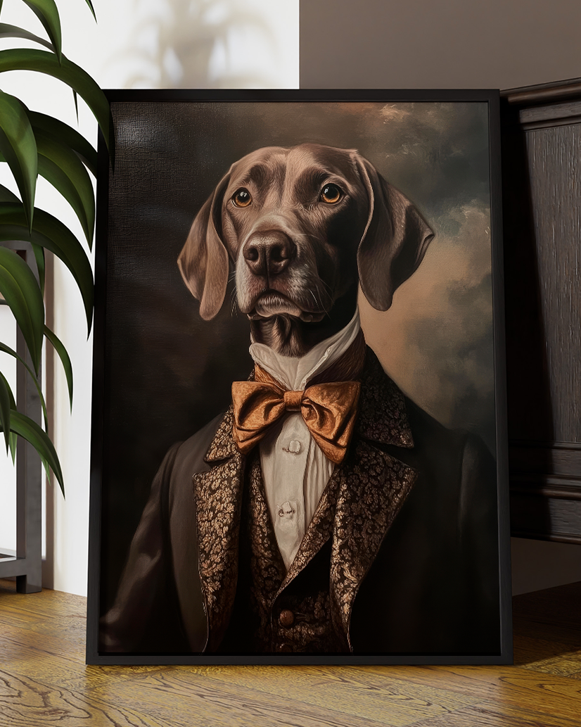 Vintage Dapper Brown Labrador Portrait | Altered Animal Portrait Wall Art
