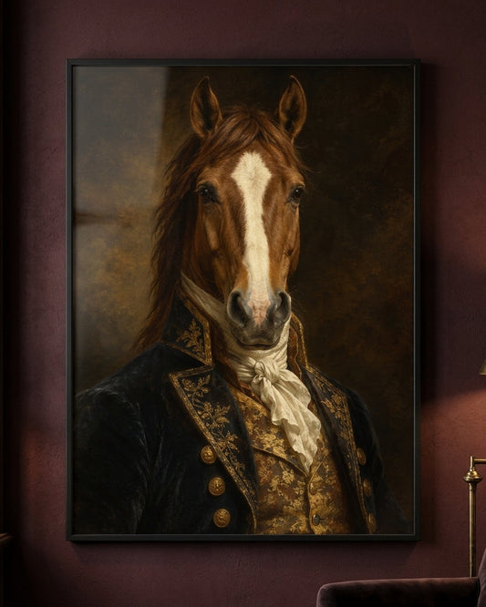 Regal Horse Portrait Print - Victorian Animal Art in Vintage Style