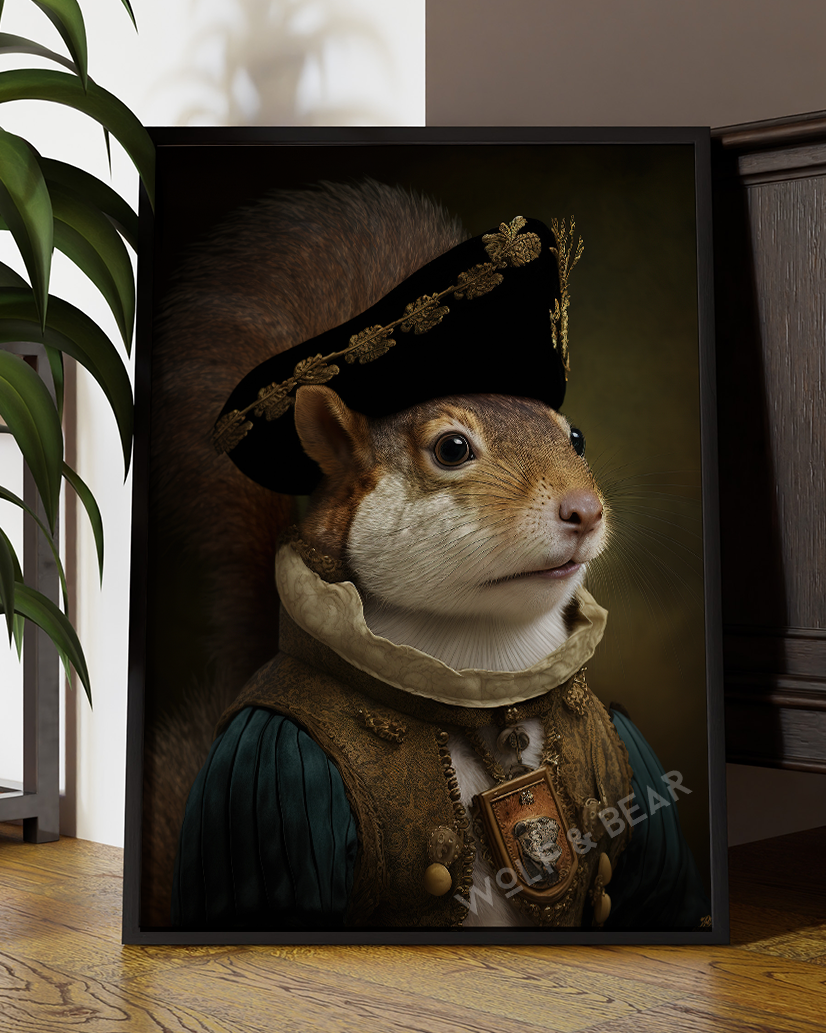 The royal squirrel Portrait | Altered Squirrel Portrait Wall Art