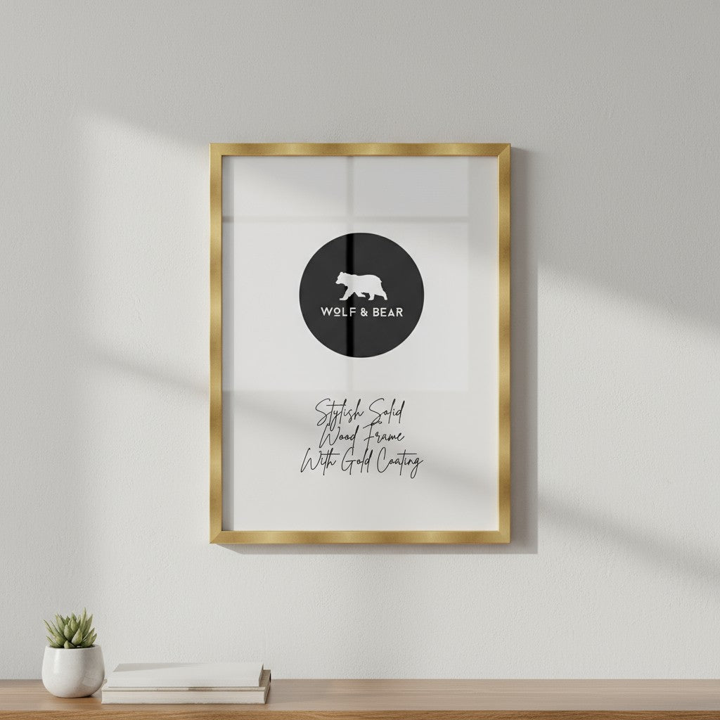 Solid Wood Gold Coated Matt Frame