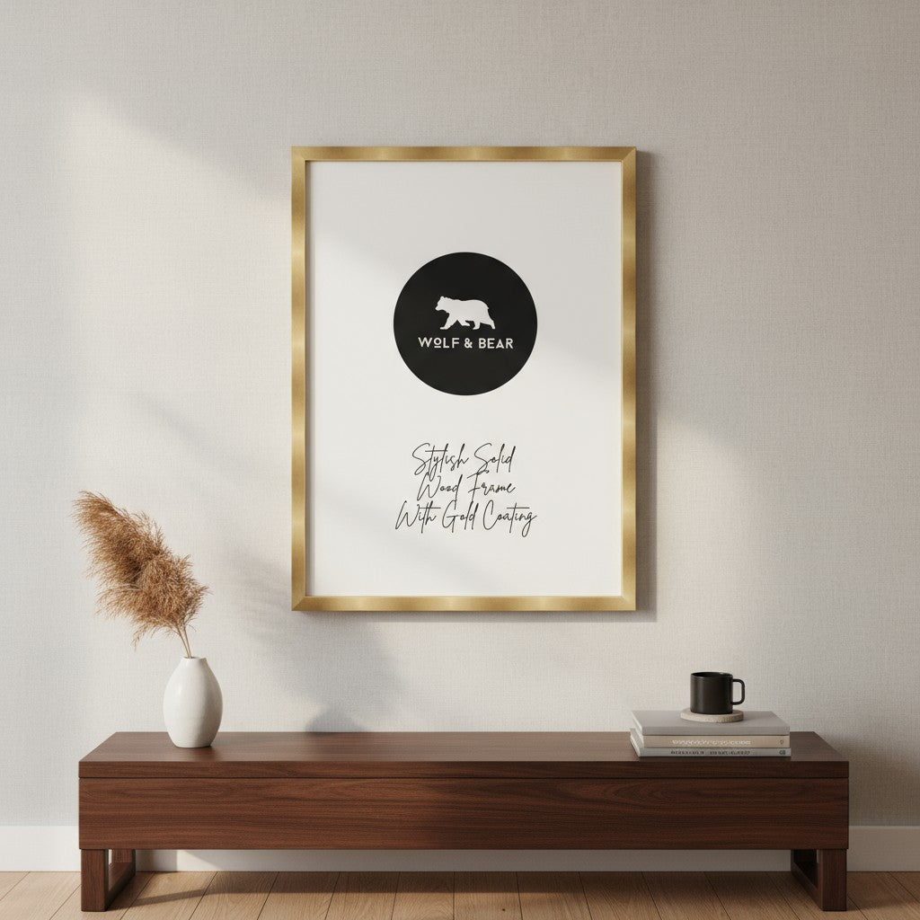 Solid Wood Gold Coated Matt Frame