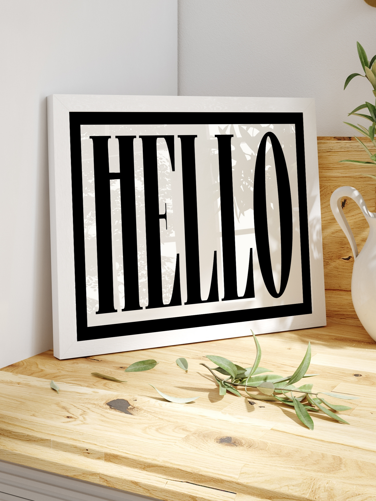 Hello | Bold Quote Wall Art | By Pink Giraffe Print Co