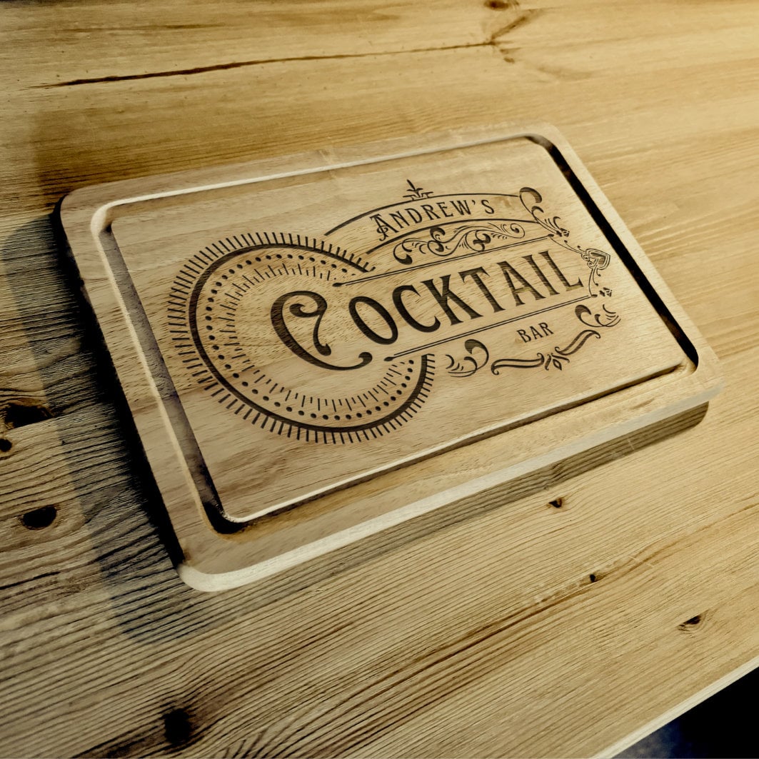 Personalised Gift Home Bar Chopping Board | Cocktail Gift | Couple Gifts | Housewarming | Pub Name Wooden | Birthday Gift | Home Bar Gift