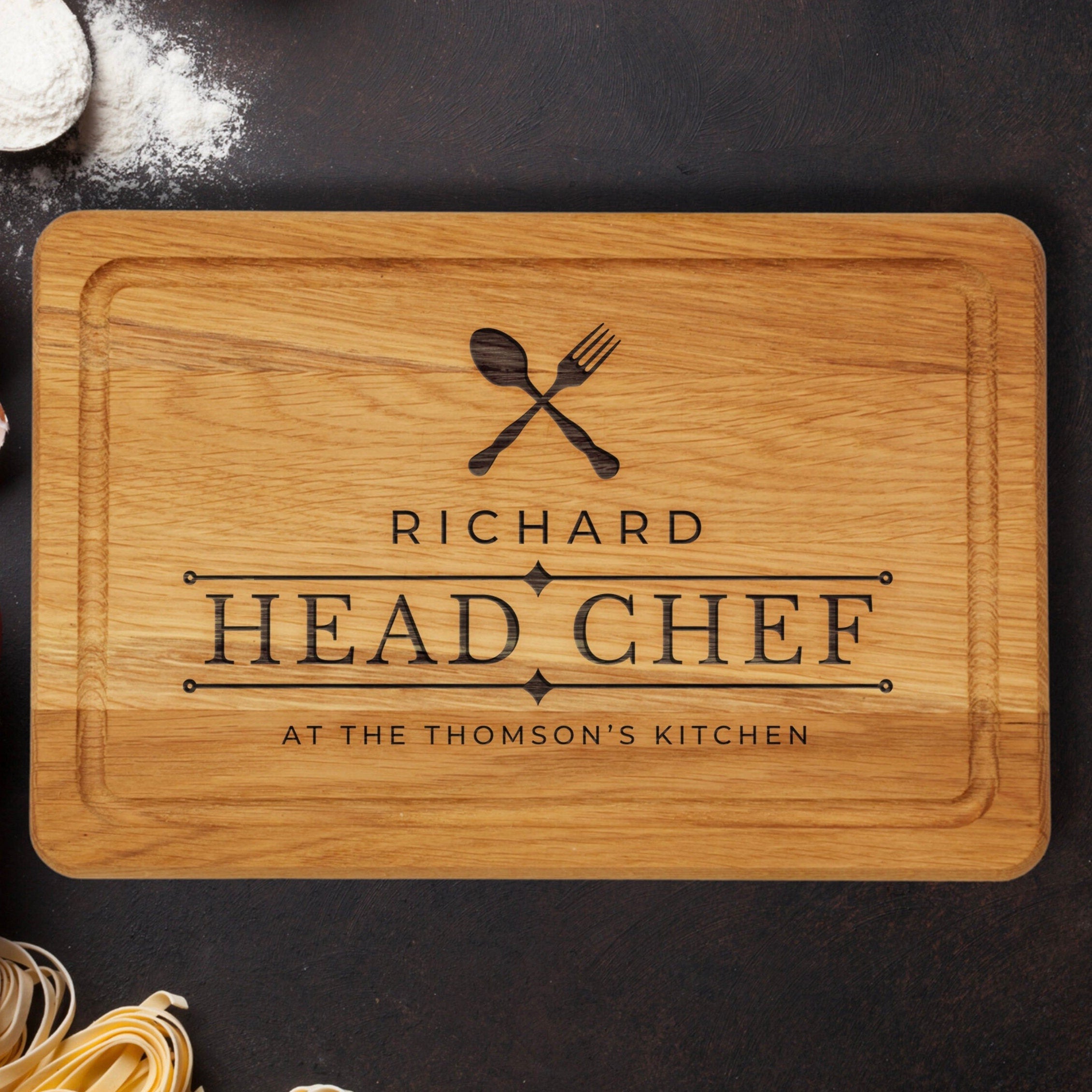 Personalised Head Chef Wooden Chopping Board | Gift for Mum | Couple Gifts | Housewarming | Engagement | Birthday Gift