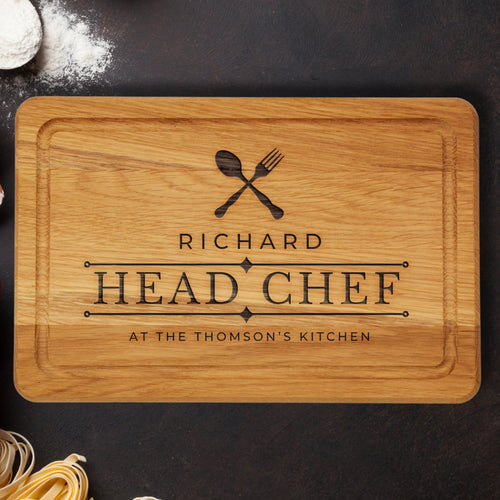 Personalised Head Chef Wooden Chopping Board | Gift for Mum | Couple Gifts | Housewarming | Engagement | Birthday Gift