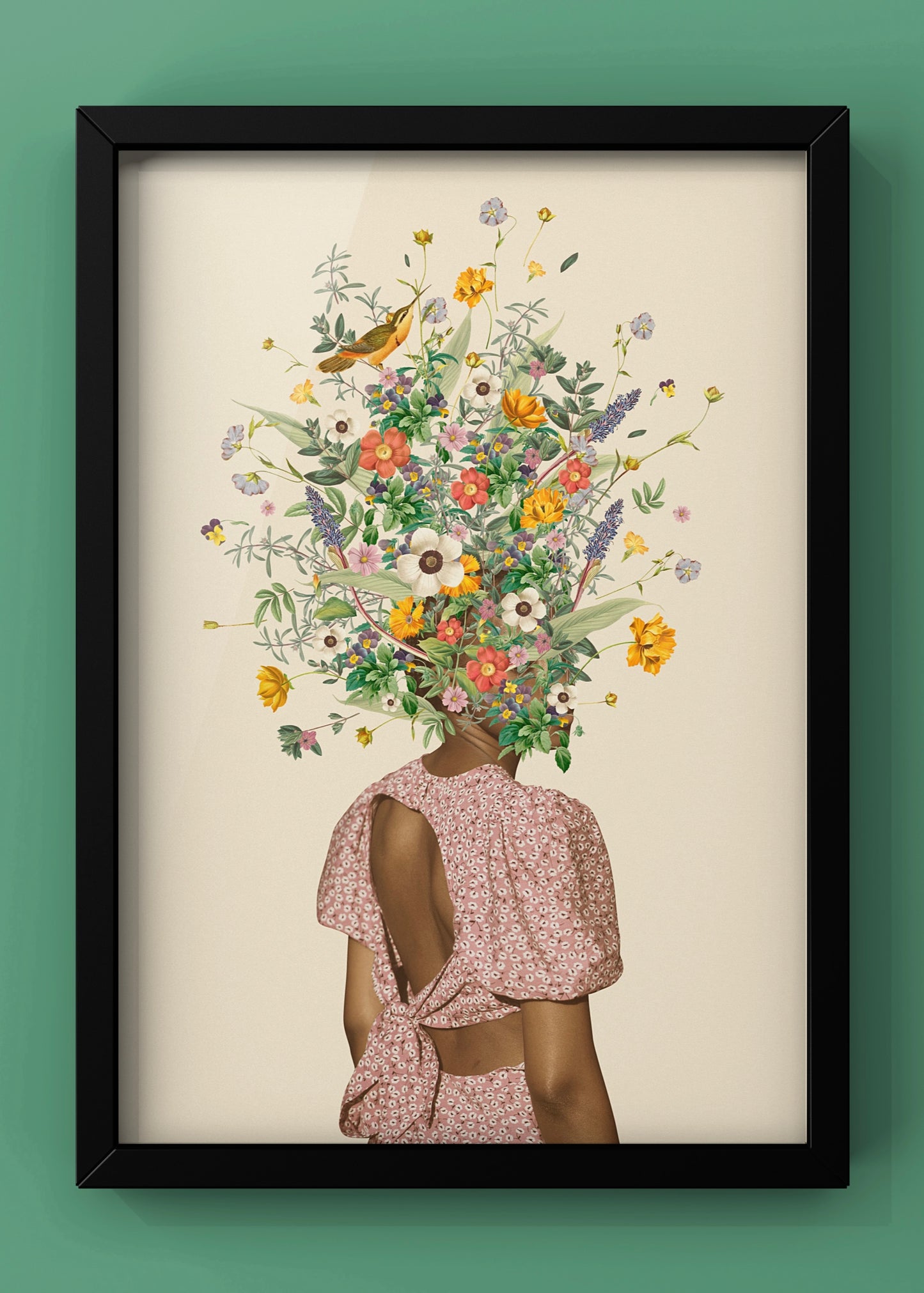 Wildflower Bouquet Quirky Floral Art | Floral portrait wall art