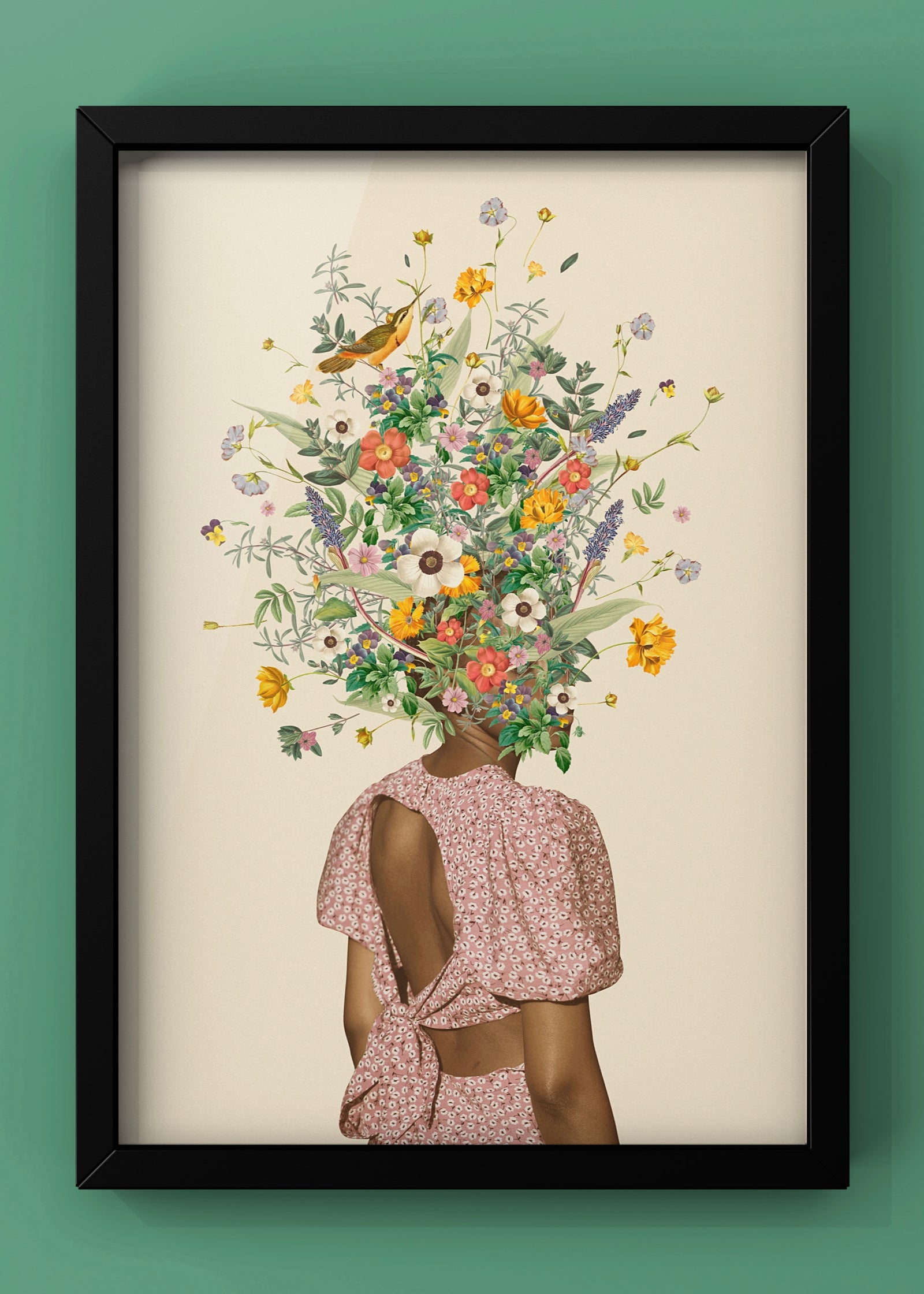 Wildflower Bouquet Quirky Floral Art | Floral portrait wall art