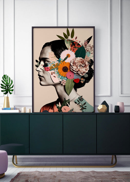 Quirky Floral Lady Print 3D Floral Effect | Fashion Print