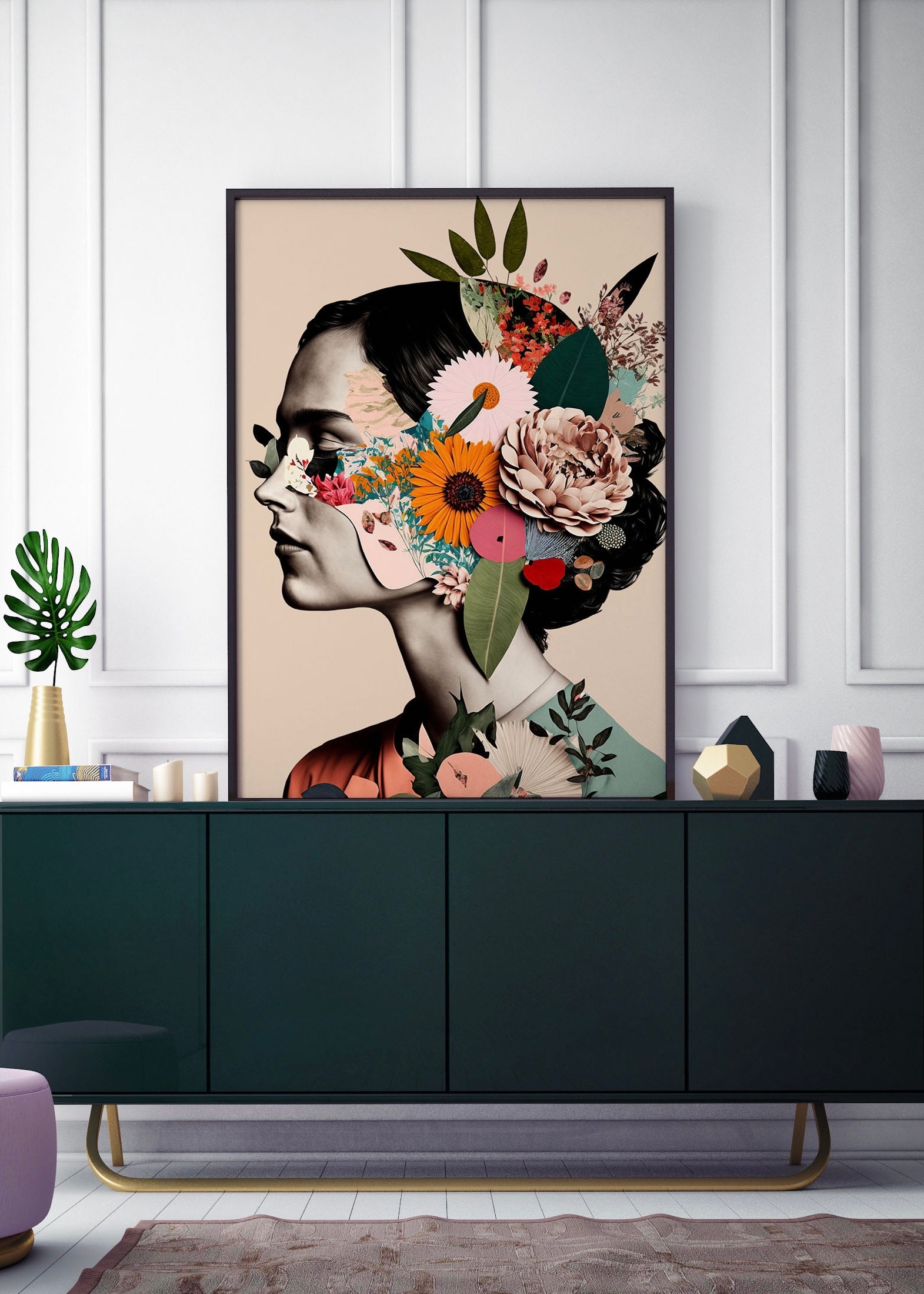 Quirky Floral Lady Print 3D Floral Effect | Fashion Print