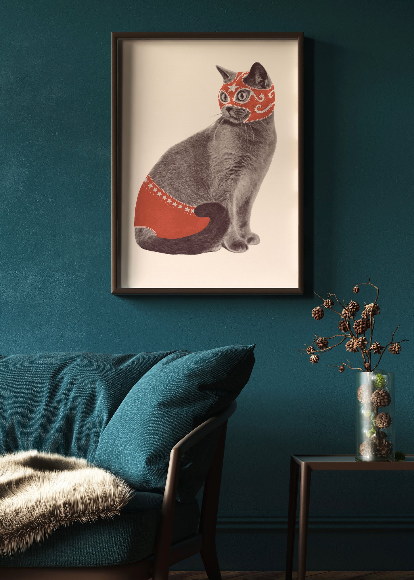 Chat Catcheur | Funny Alternative Cat Print | By Florent Bodart