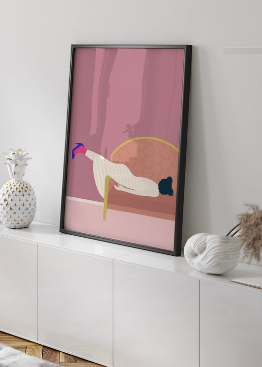 Mardies Moon by Jota de jau | Minimal Girl on Sofa Illustration Print