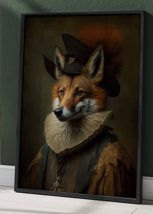 Royal Mr Fox Renascence Wall Art | Altered Vintage Style Portrait