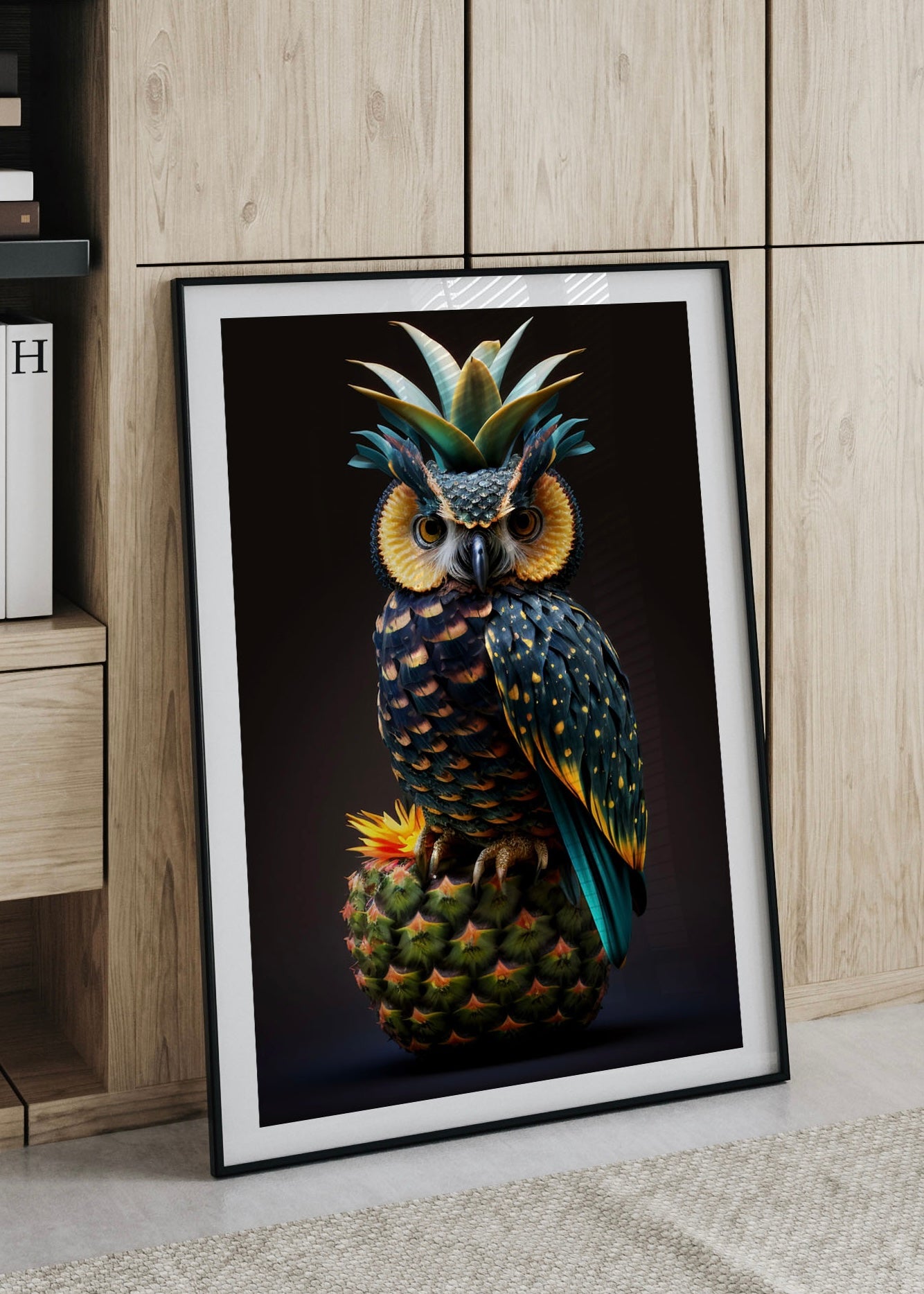 Owl Pineapple Print | Quirky Owl Kitchen Print | Pina Colada Inspired Wall Art