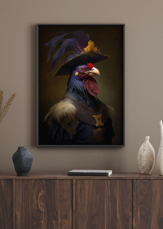 Mr Rooster Renascence Wall Art | Altered Vintage Style Portrait