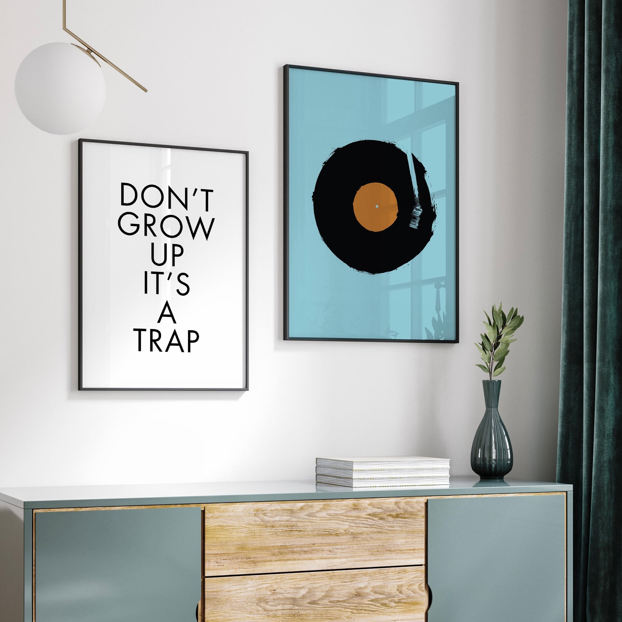 Don’t Grow Up its a Trap Quote print with Vinyl Illustration Gallery Wall Set of Two