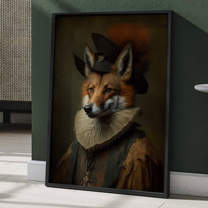 Royal Mr Fox Renascence Wall Art | Altered Vintage Style Portrait