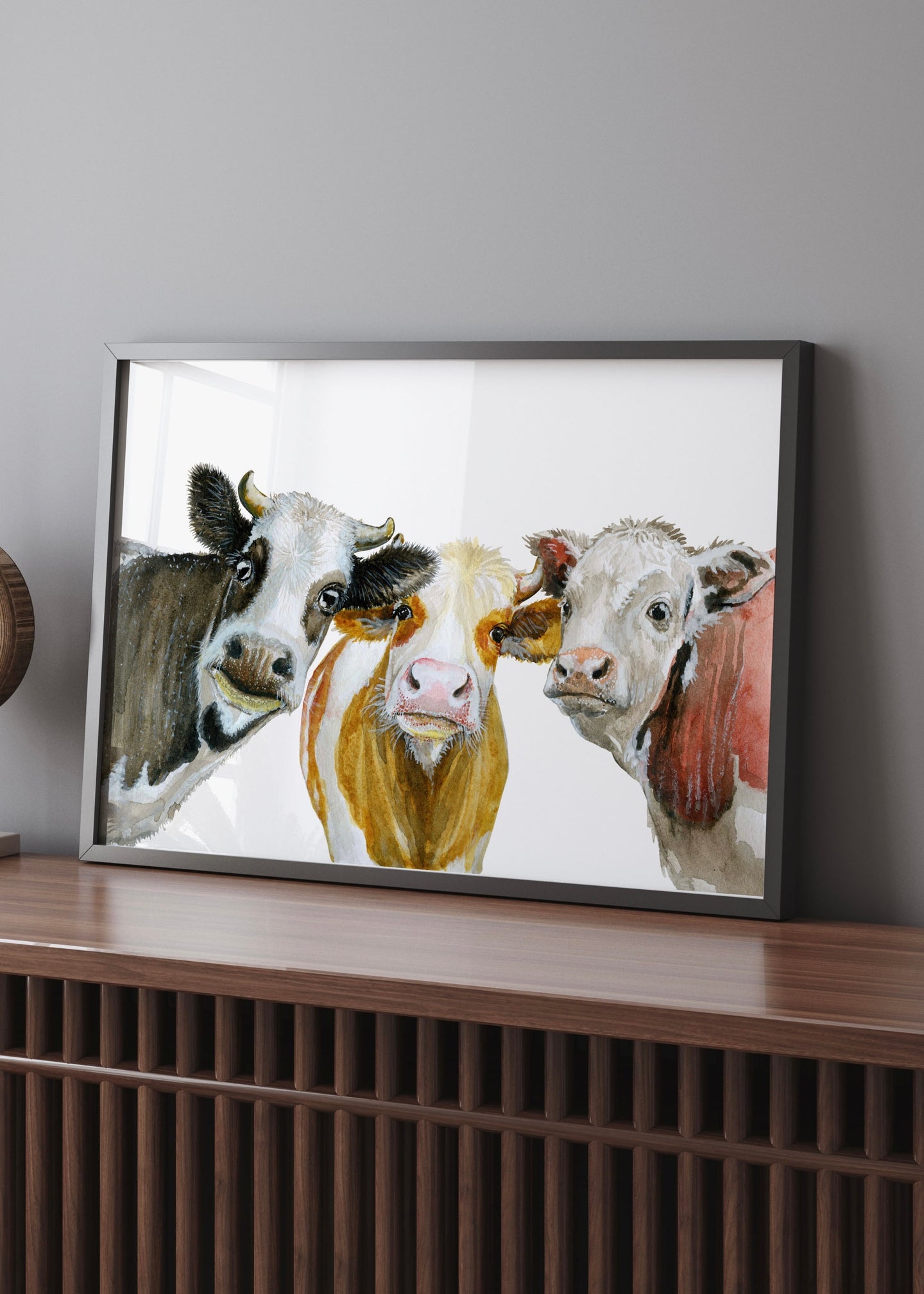 The Three Daisy’s Pastel Cow Portrait Art | Morden Country Cottage Artwork Collection