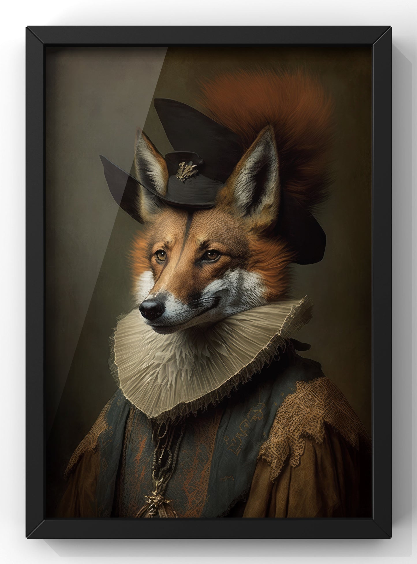 Royal Mr Fox Renascence Wall Art | Altered Vintage Style Portrait