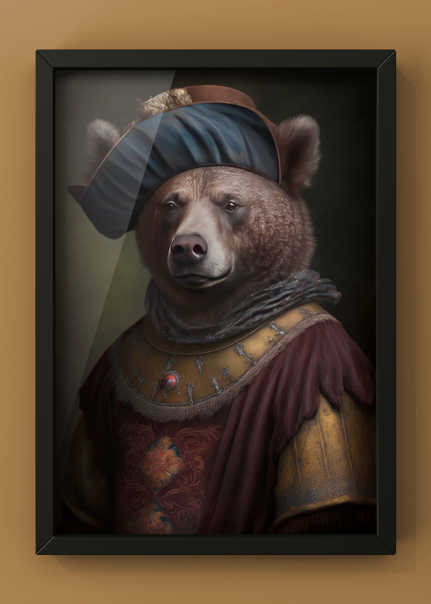 Mr Bear renaissance Portrait | Altered Vintage Bear Portrait Wall Art