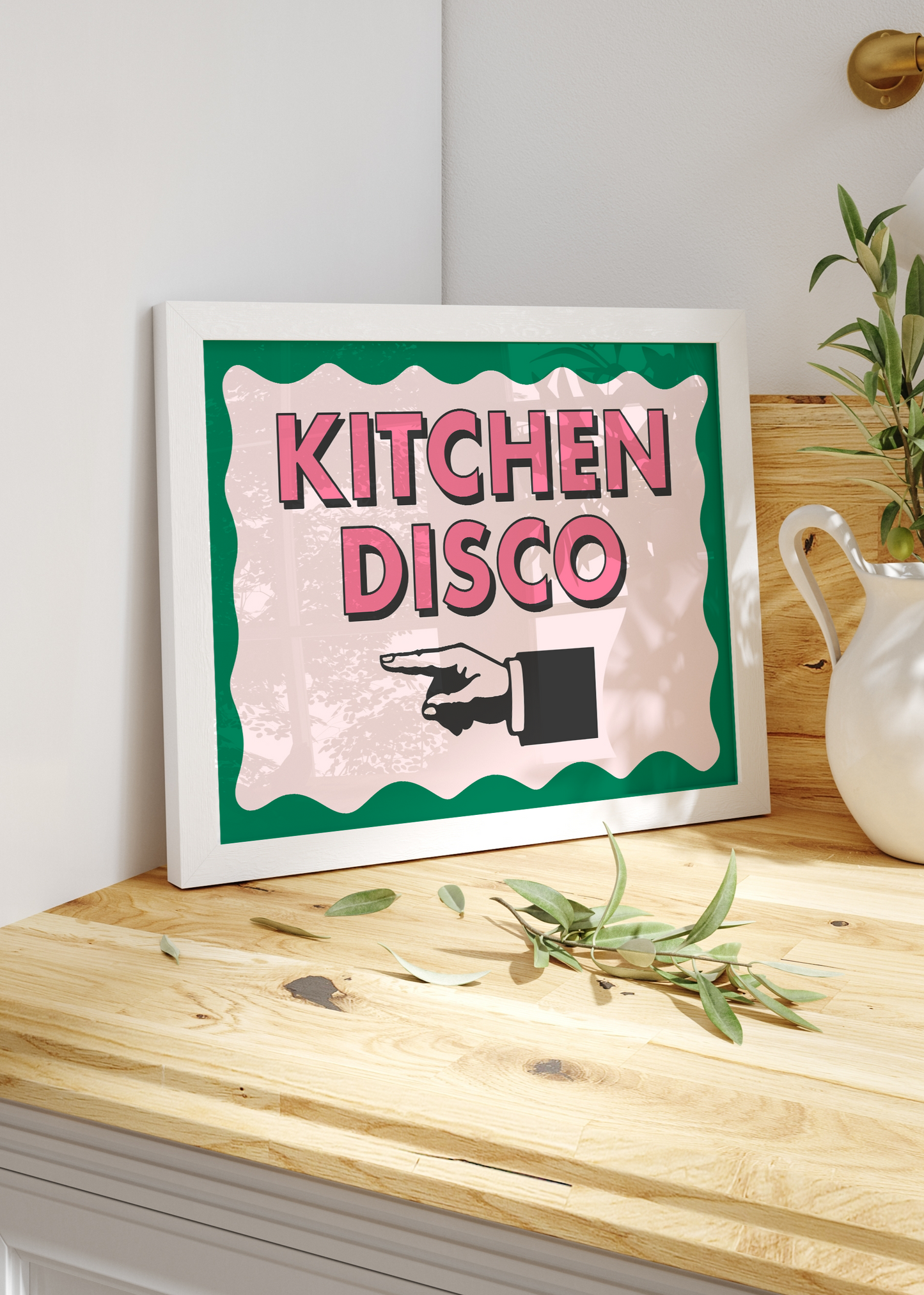 Kitchen Disco Quote Print (Left) | Kitchen Print Optional Colour Wall Art | By Pink Giraffe Print Co