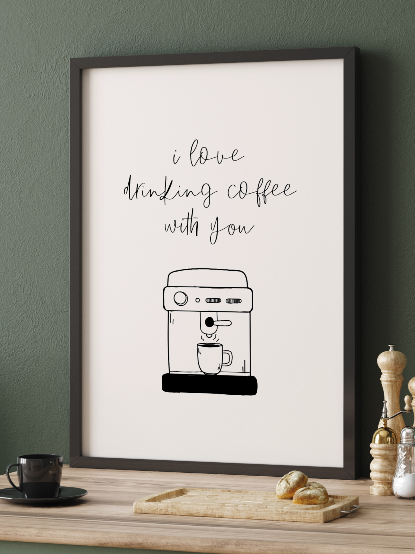 I Love Drinking Coffee With You | Kitchen Coffee Station Quote Wall Art | By Pink Giraffe Print Co