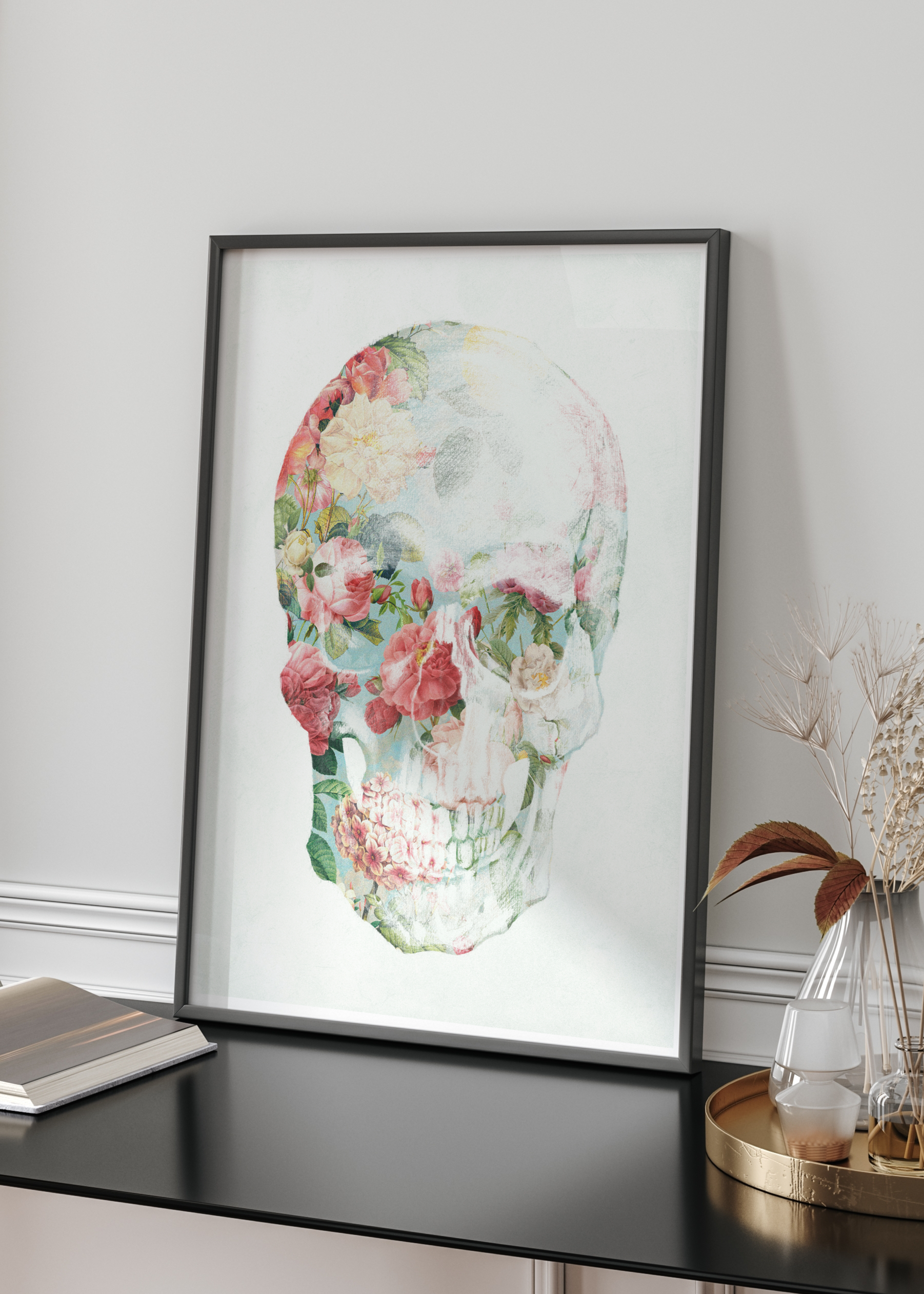 Skull Bouquet Art Print | Floral Skull Wall Art | By Vertigo Artography