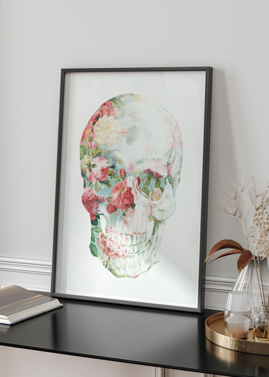 Skull Bouquet Art Print | Floral Skull Wall Art | By Vertigo Artography