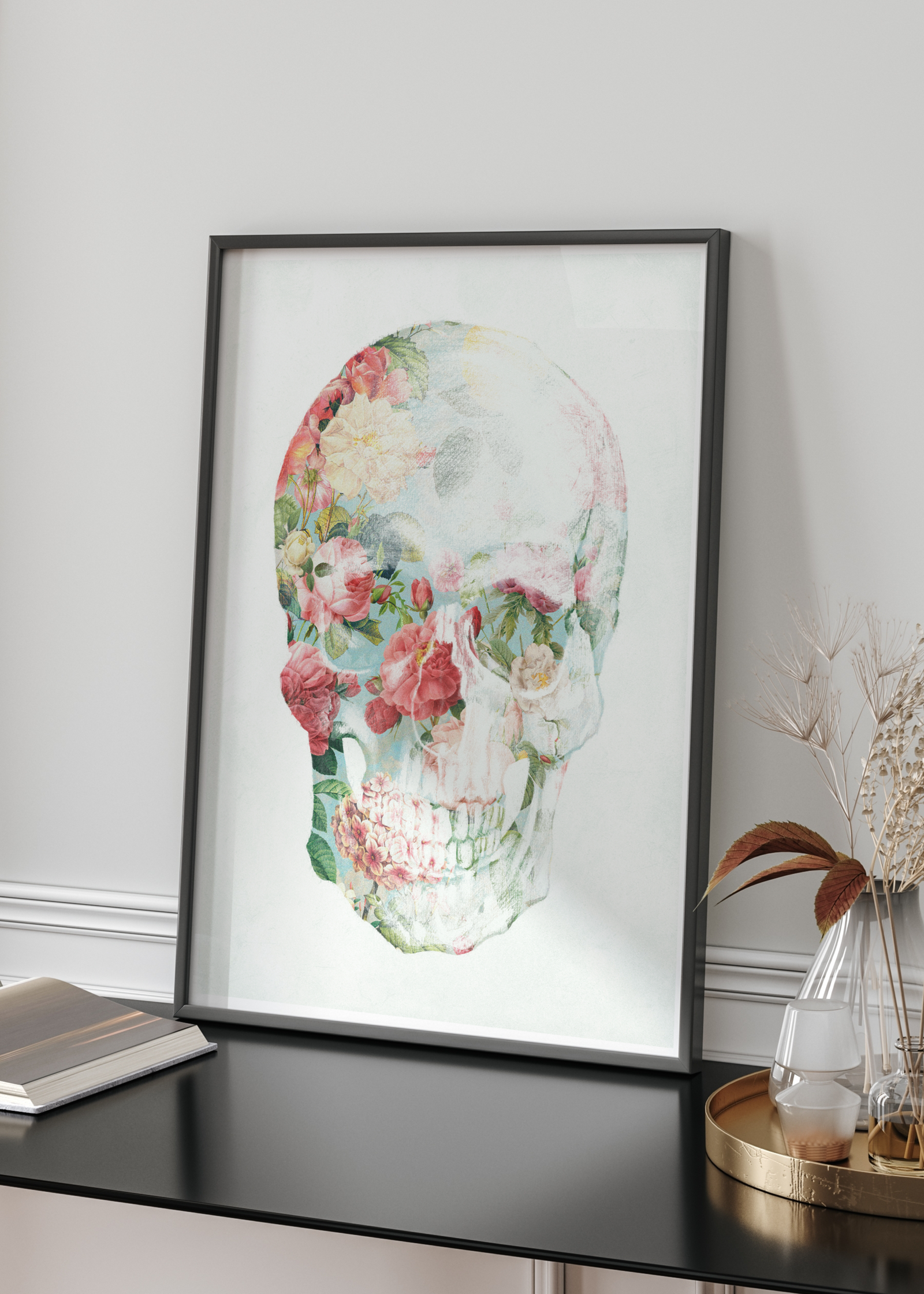 Skull Bouquet Art Print | Floral Skull Wall Art | By Vertigo Artography