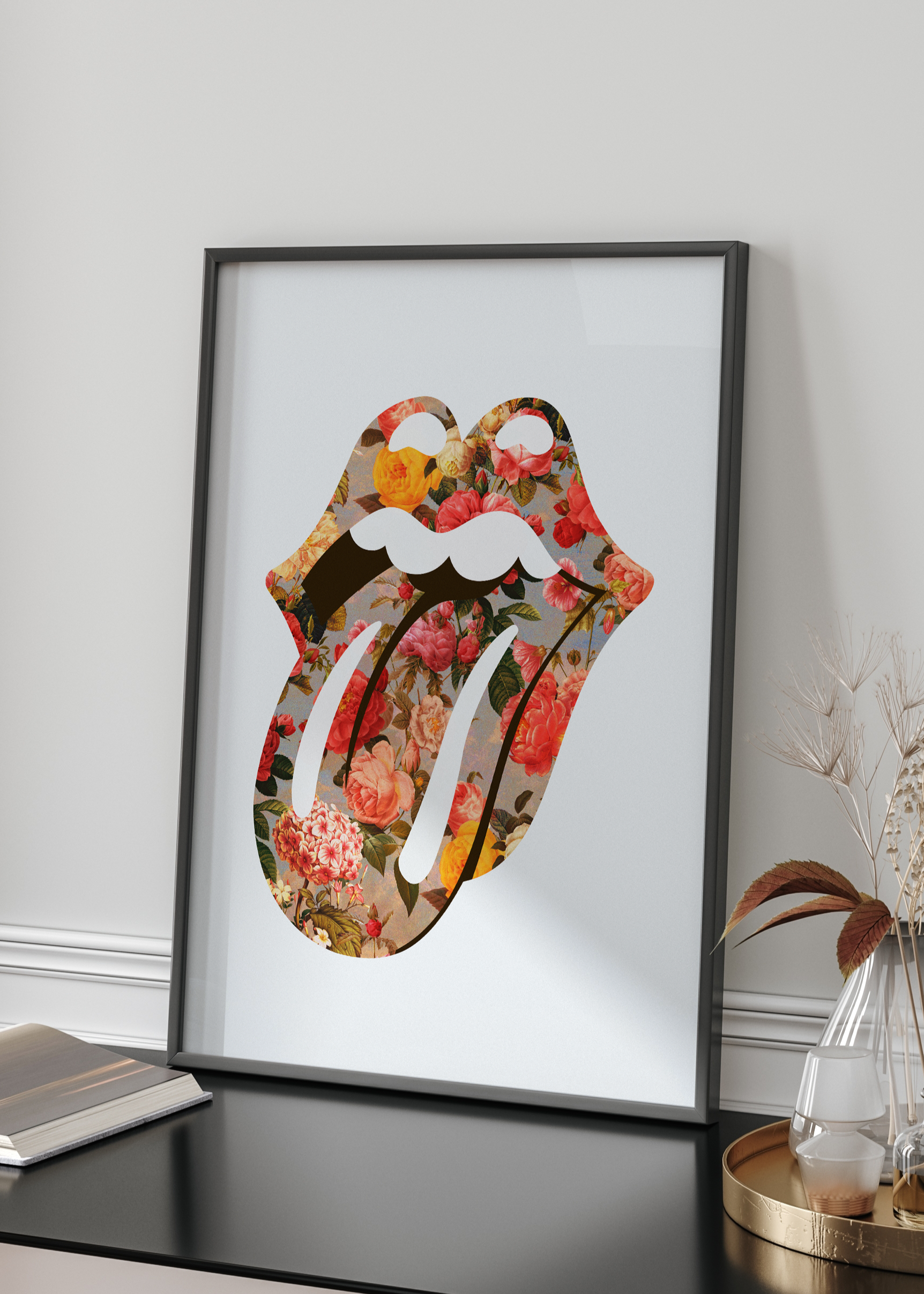 Rolla Flora Lips Art Print | Rock N Roll Lips Wall Art | By Vertigo Artography