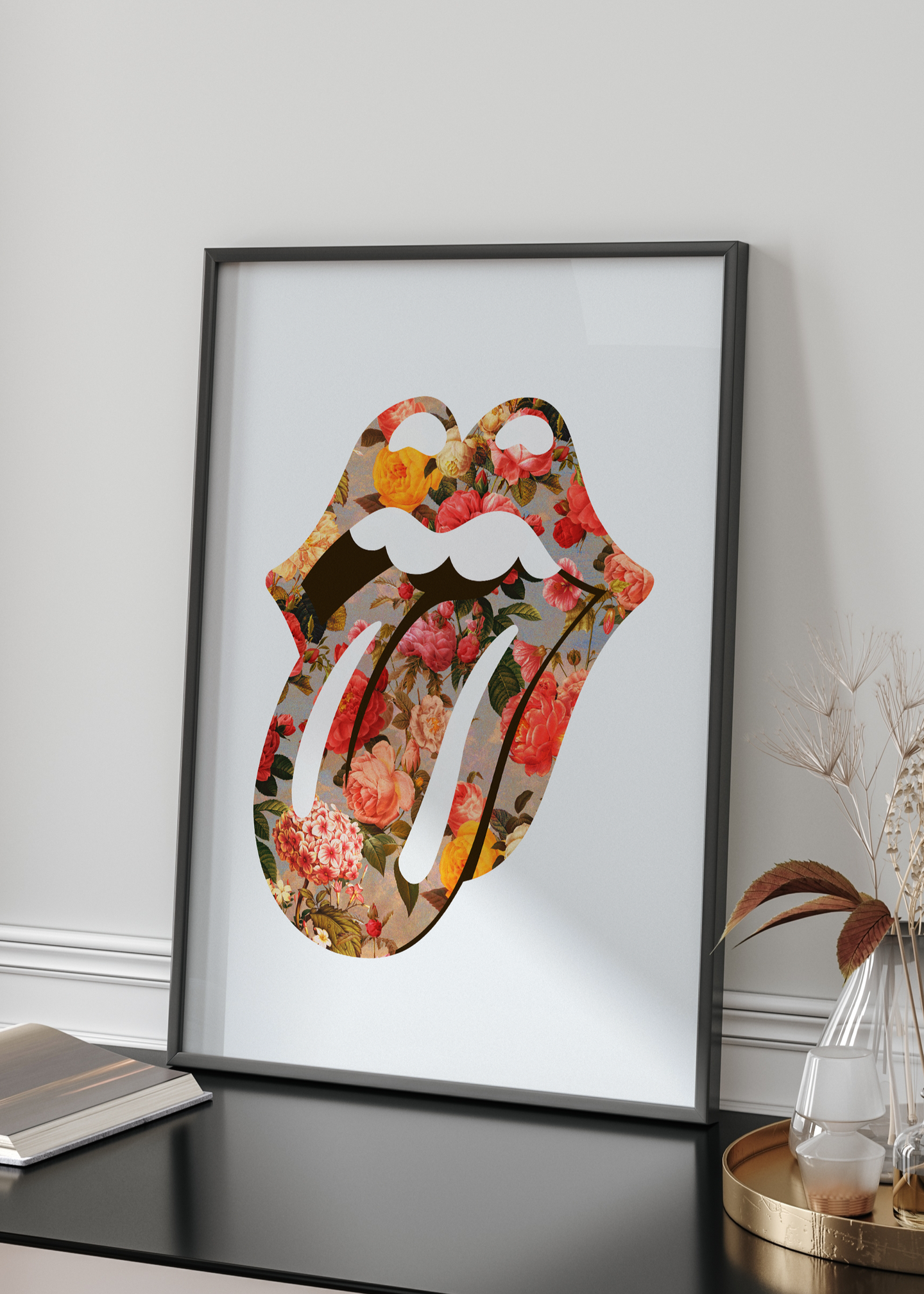 Rolla Flora Lips Art Print | Rock N Roll Lips Wall Art | By Vertigo Artography