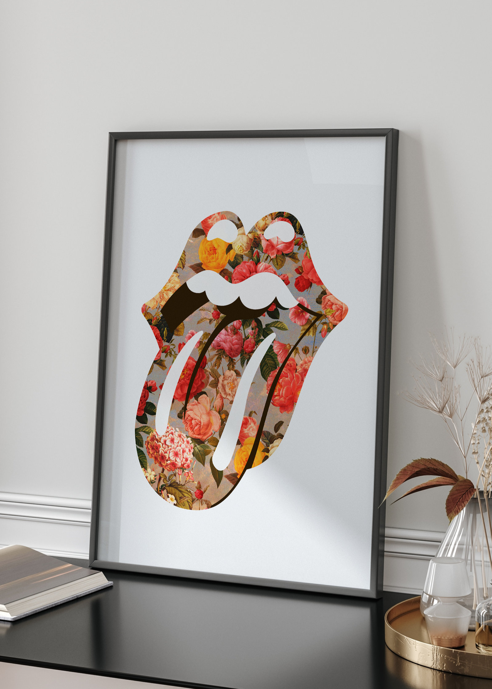 Rolla Flora Lips Art Print | Rock N Roll Lips Wall Art | By Vertigo Artography