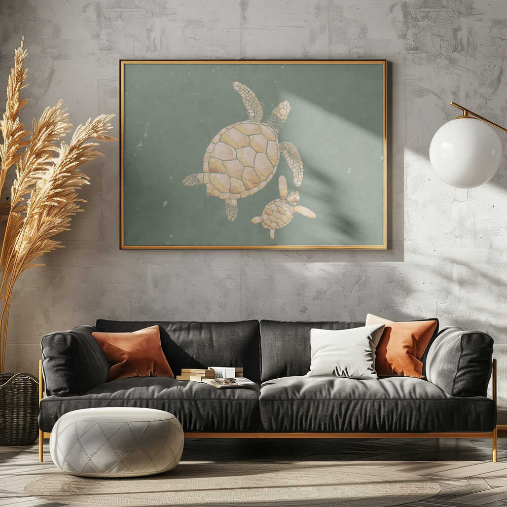 Landscape gold turtles green