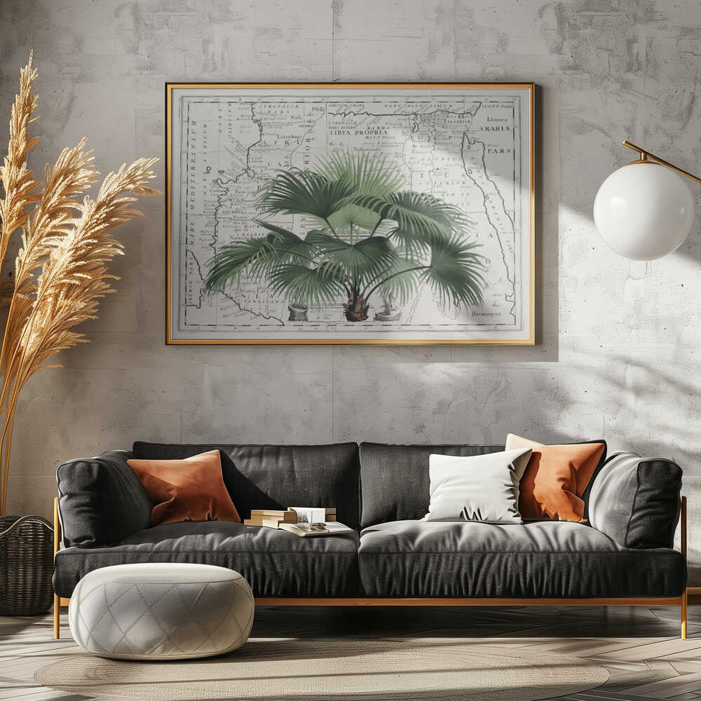 Vintage Palm on Africa Map