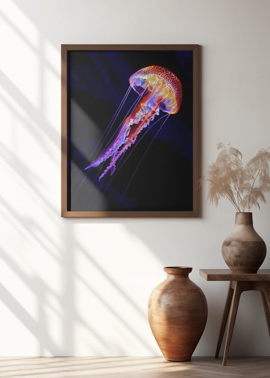 Jellyen | Neon Jelly Fish Wall Art Print | Luxury Bathroom Print